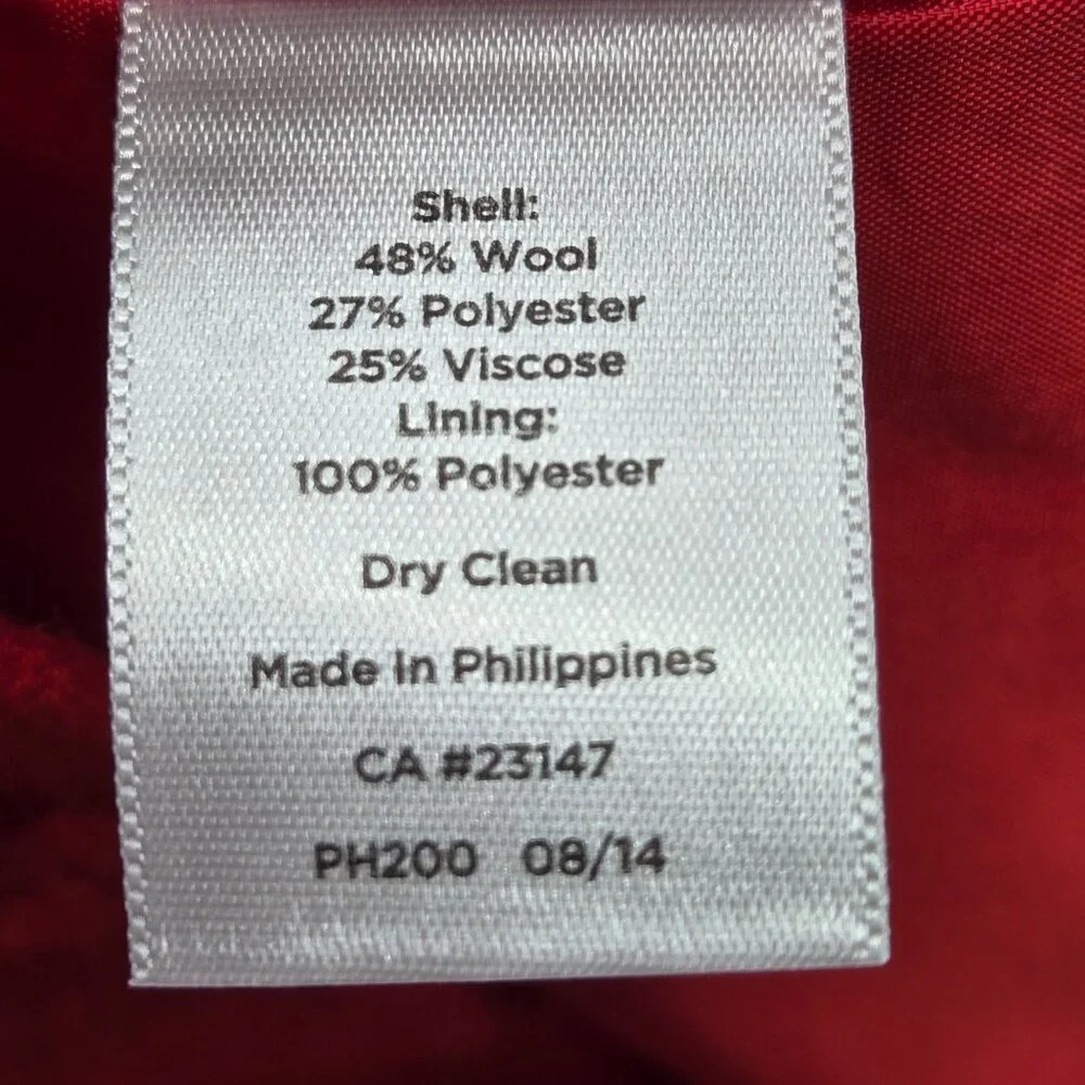 Talbots Petites Skirt Red Size 2P Fully Lined Wool Blend Back Zip Pockets Office